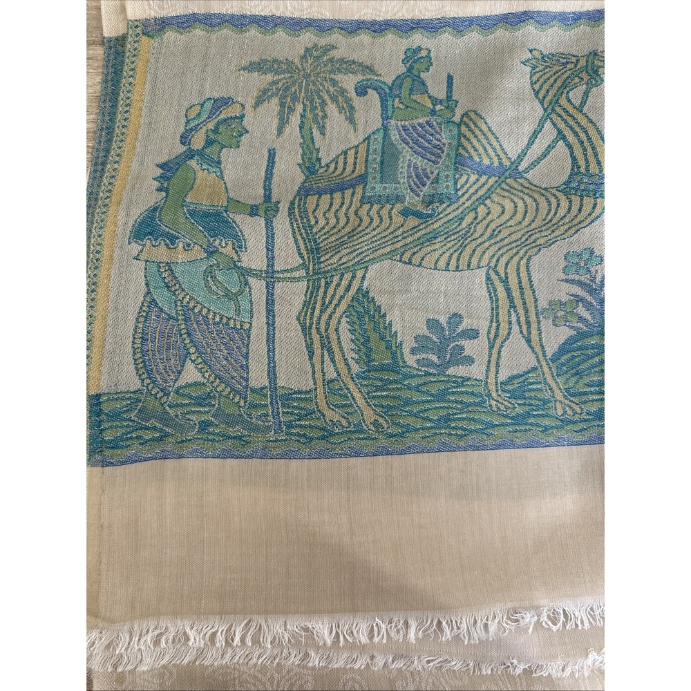 VTg Sanskriti Woven Shawl Scarf Egyptian Motif Exceptionally Soft 30" x 78"